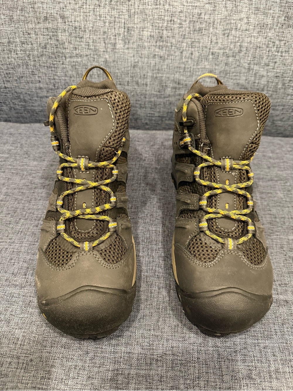 Keen Brown and Yellow Lace-Up Hiking Boots